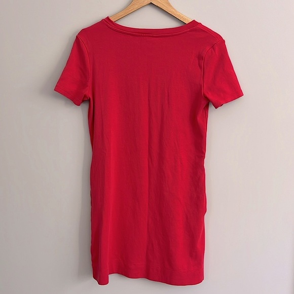ELLEN TRACY Coral Pink Red Boho Midi Shift/Sheath T Shirt Dress-Size Small - Picture 4 of 7